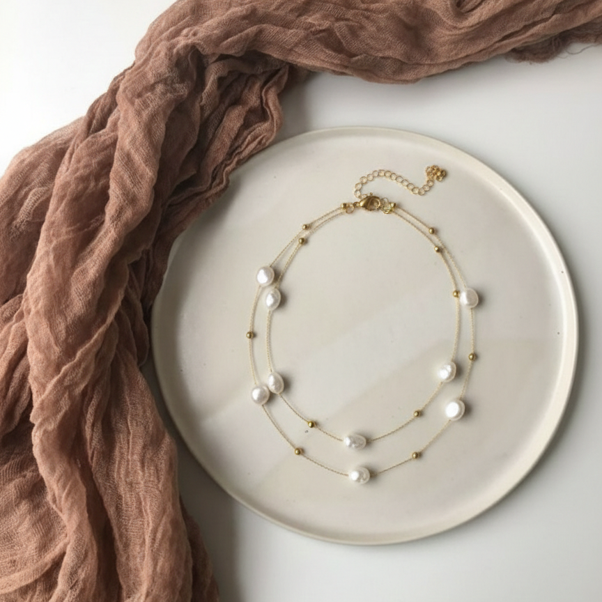 Double Layered Pearl Invisible Necklace