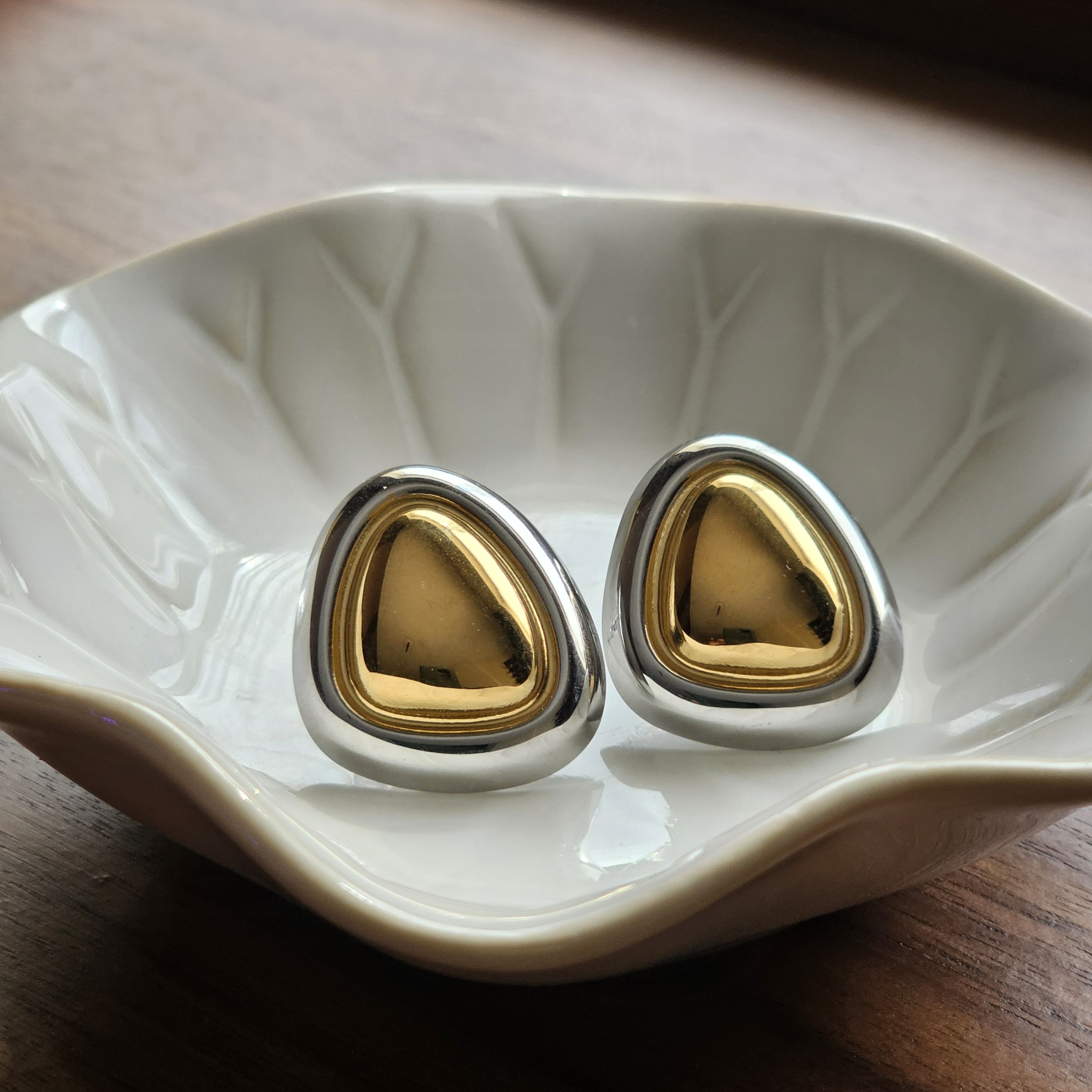 Dual-Tone Triangle Earring