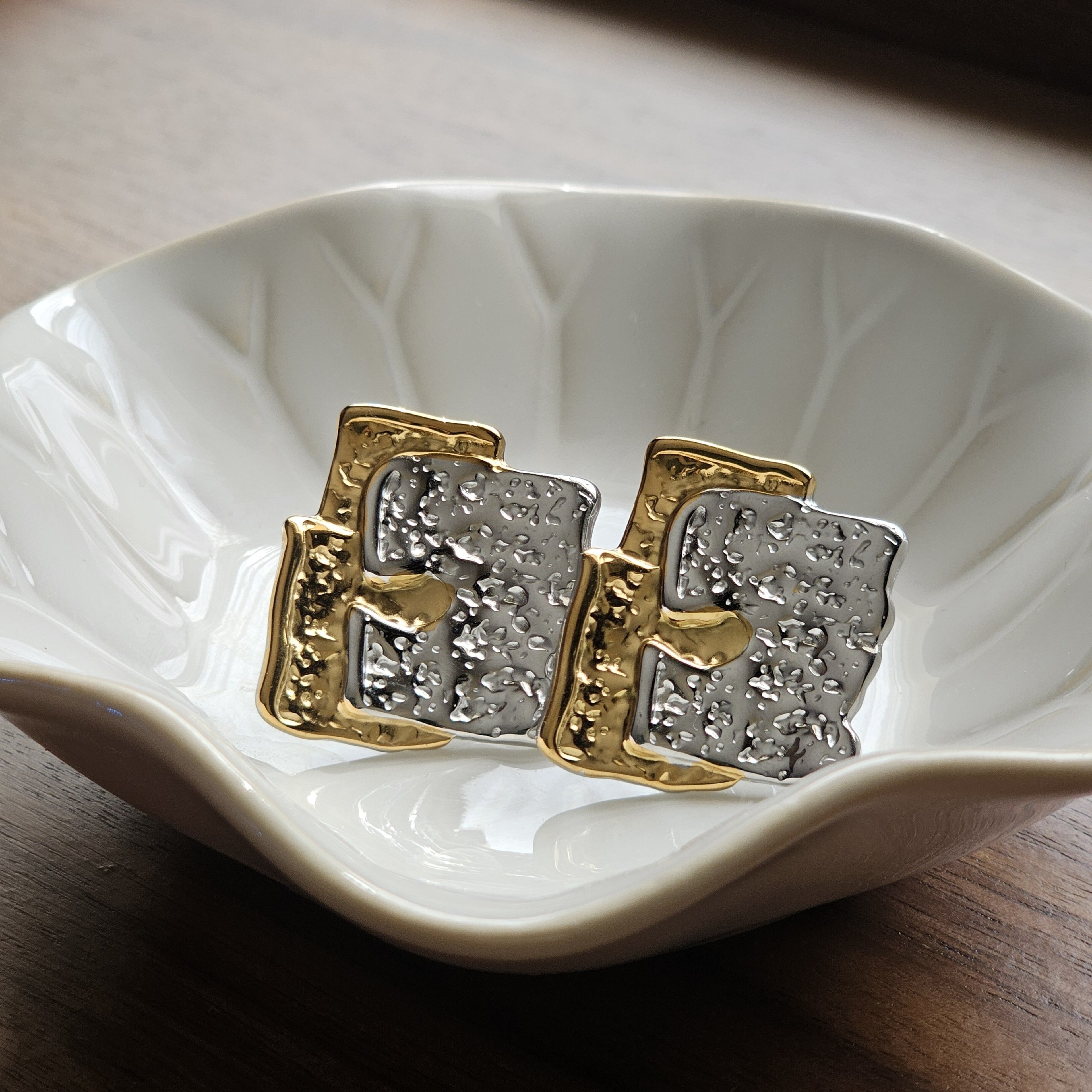 Dual-Tone Geometric Earring