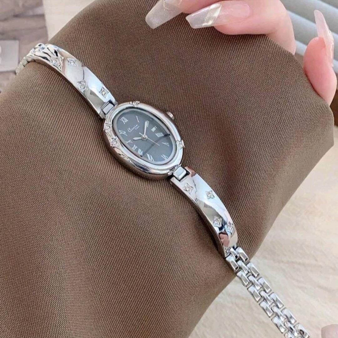 Oval Chain Watch - Silver Tone
