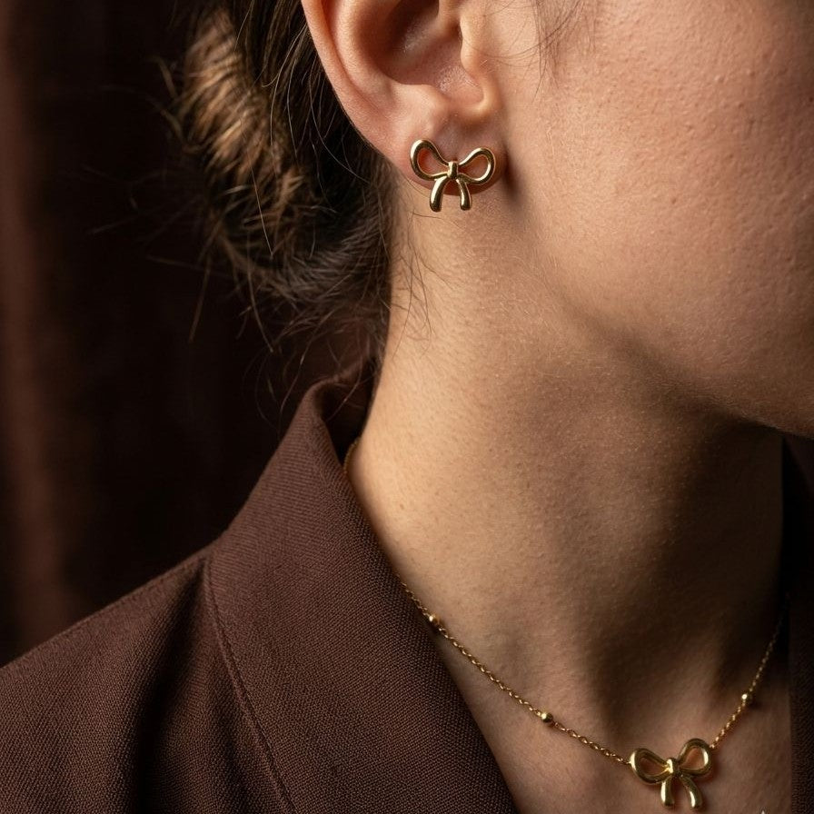 Hollow Bow Necklace Set
