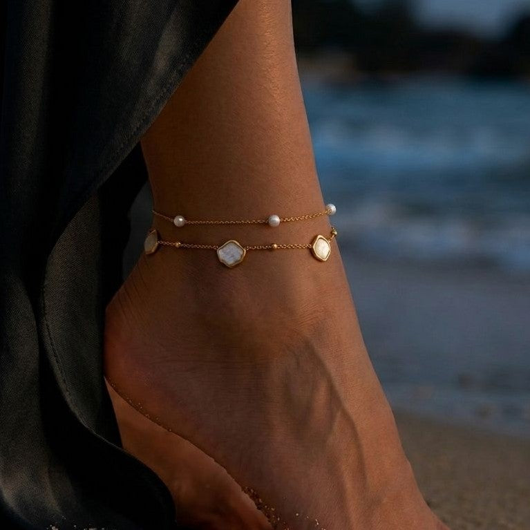 Mother-of-Pearl Layered Anklet
