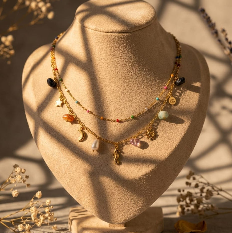 Double Layered Charm Necklace