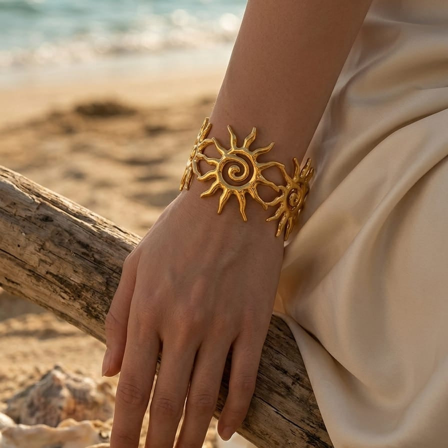 Bohemian-style spiral sun cuff