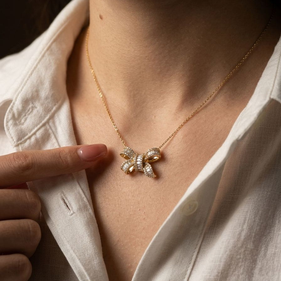 Ribbon Bow Pendent Necklace