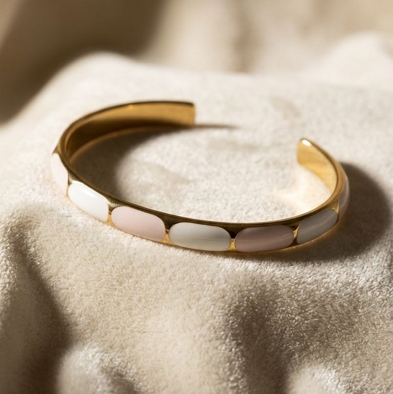 White & Pink Cuff Bangle