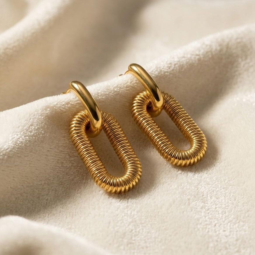Ribbed Link Earrings