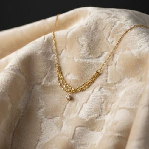 3 Layered-Zircon pendant Necklace