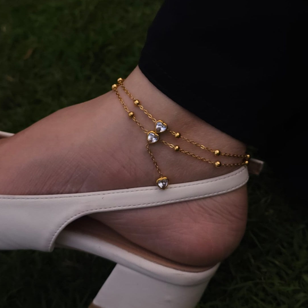 Three Heart Anklet